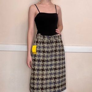 Vintage plaid midi skirt